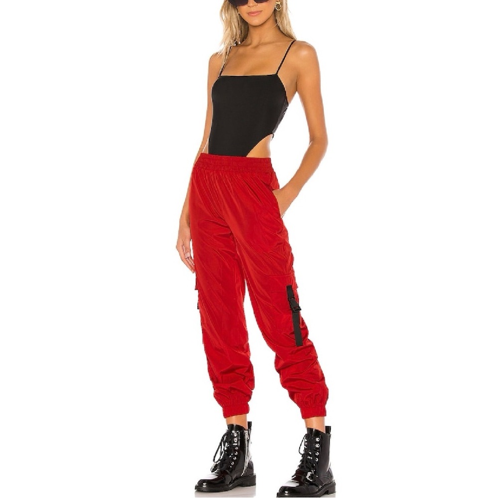 Superdown Jorja Windbreaker Joggers Red Ripstop Cargo Pockets Size XS - Picture 2 of 9